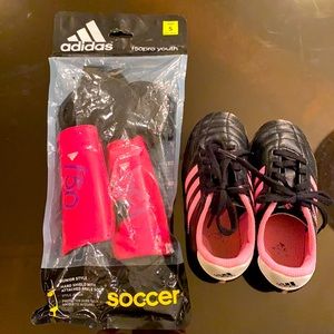 Toddler girls soccer cleats & shin guards